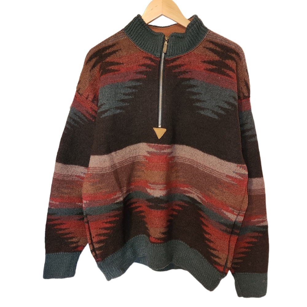 Orvis Vinatge 100% Southwest Pattern Print Wool Sweater